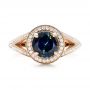 14k Rose Gold Custom Sapphire And Diamond Engagement Ring - Top View -  102978 - Thumbnail