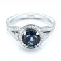 14k White Gold 14k White Gold Custom Sapphire And Diamond Engagement Ring - Flat View -  102978 - Thumbnail