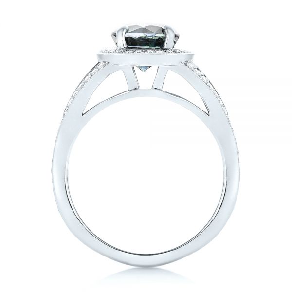 14k White Gold 14k White Gold Custom Sapphire And Diamond Engagement Ring - Front View -  102978