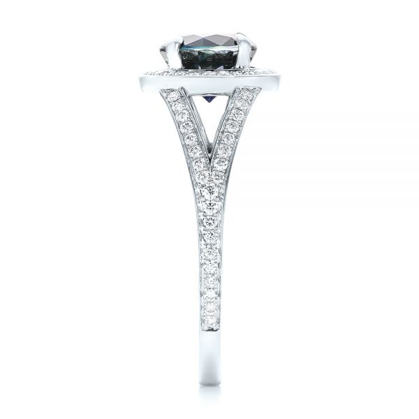 18k White Gold 18k White Gold Custom Sapphire And Diamond Engagement Ring - Side View - 102978