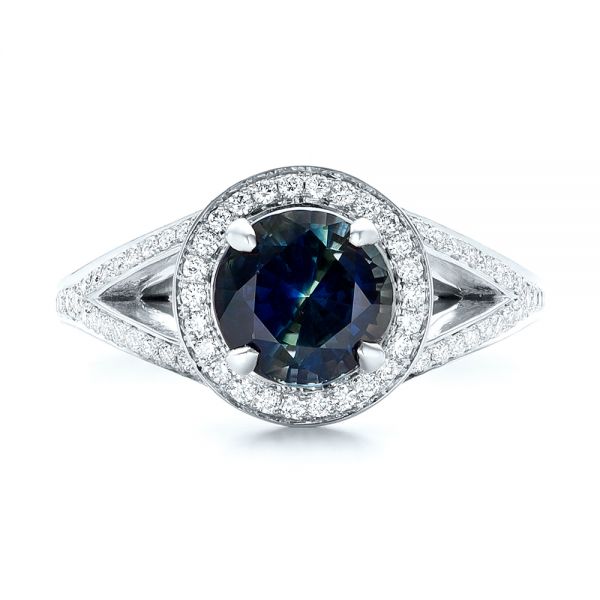  Platinum Platinum Custom Sapphire And Diamond Engagement Ring - Top View -  102978