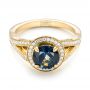 14k Yellow Gold 14k Yellow Gold Custom Sapphire And Diamond Engagement Ring - Flat View -  102978 - Thumbnail