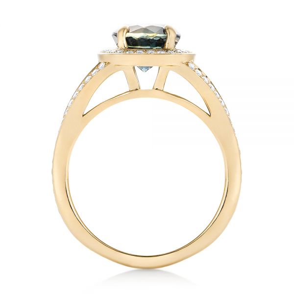 14k Yellow Gold 14k Yellow Gold Custom Sapphire And Diamond Engagement Ring - Front View -  102978