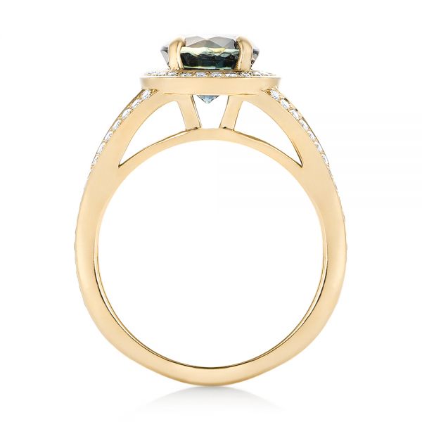 18k Yellow Gold 18k Yellow Gold Custom Sapphire And Diamond Engagement Ring - Front View - 102978