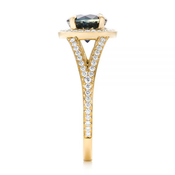 18k Yellow Gold 18k Yellow Gold Custom Sapphire And Diamond Engagement Ring - Side View -  102978