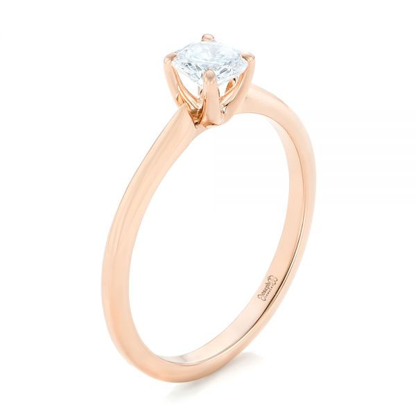 18k Rose Gold Custom Solitaire Diamond Engagement Ring - Three-Quarter View -  102757