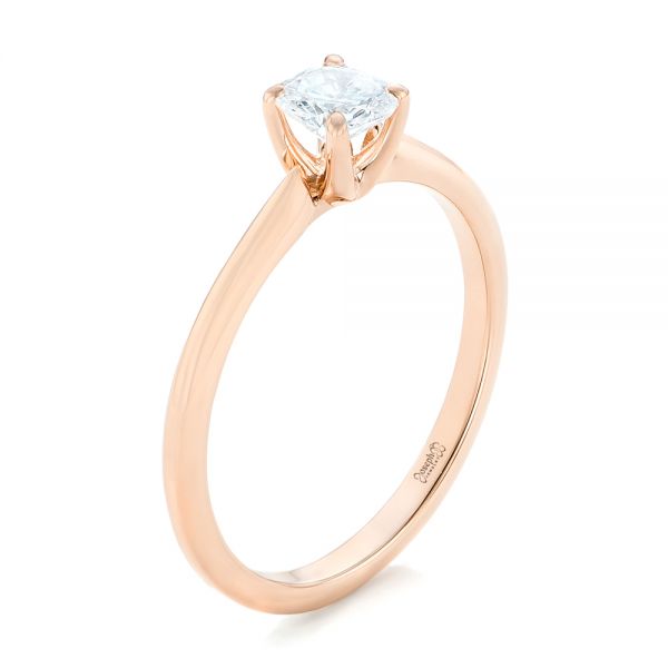 14k Rose Gold 14k Rose Gold Custom Solitaire Diamond Engagement Ring - Three-Quarter View -  102757