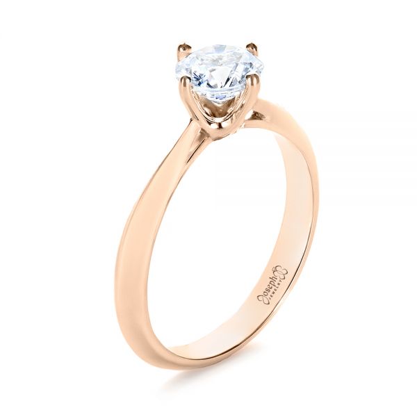 14k Rose Gold Custom Solitaire Diamond Engagement Ring - Three-Quarter View -  103396