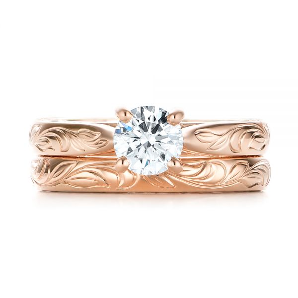 14k Rose Gold Custom Solitaire Diamond Engagement Ring - Three-Quarter View - 103283