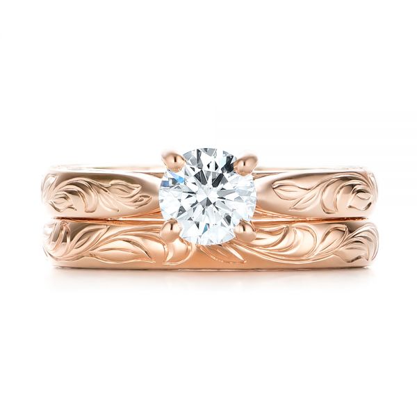 18k Rose Gold 18k Rose Gold Custom Solitaire Diamond Engagement Ring - Three-Quarter View -  103283