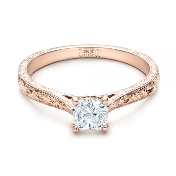 14k Rose Gold Custom Solitaire Diamond Engagement Ring - Flat View - 101618