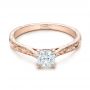 14k Rose Gold Custom Solitaire Diamond Engagement Ring - Flat View -  101618 - Thumbnail