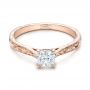 14k Rose Gold Custom Solitaire Diamond Engagement Ring - Flat View -  101618 - Thumbnail