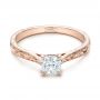 18k Rose Gold 18k Rose Gold Custom Solitaire Diamond Engagement Ring - Flat View -  101618 - Thumbnail