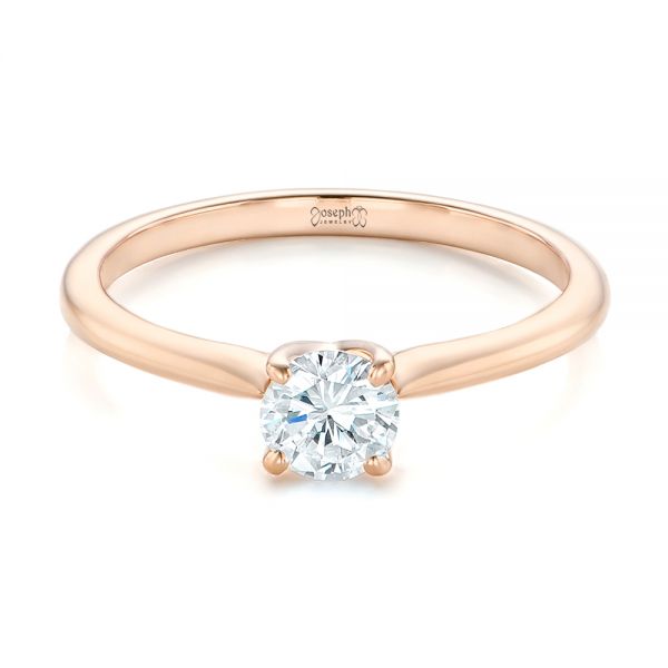 18k Rose Gold Custom Solitaire Diamond Engagement Ring - Flat View -  102757