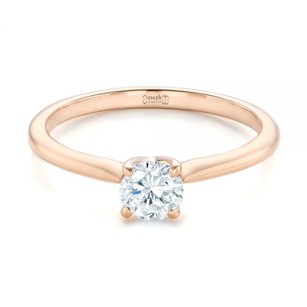 14k Rose Gold 14k Rose Gold Custom Solitaire Diamond Engagement Ring - Flat View -  102757