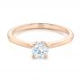 18k Rose Gold Custom Solitaire Diamond Engagement Ring - Flat View -  102757 - Thumbnail