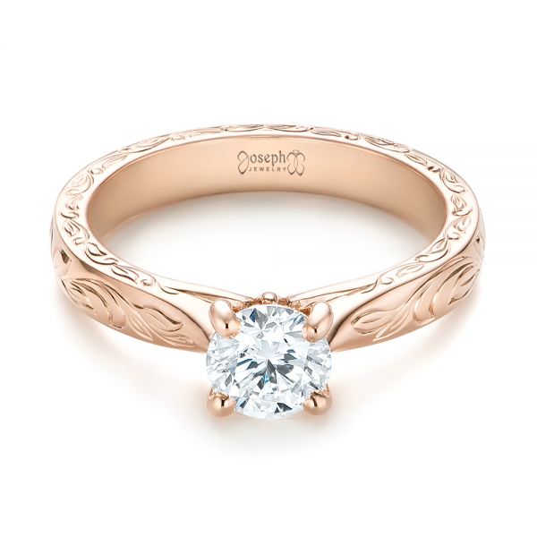 14k Rose Gold Custom Solitaire Diamond Engagement Ring - Flat View - 103283