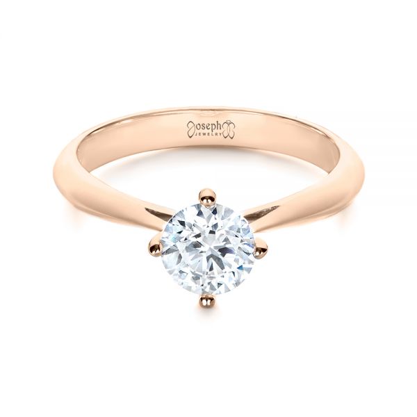 14k Rose Gold Custom Solitaire Diamond Engagement Ring - Flat View -  103396