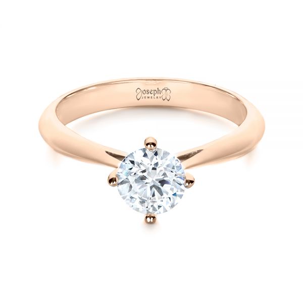 18k Rose Gold 18k Rose Gold Custom Solitaire Diamond Engagement Ring - Flat View -  103396