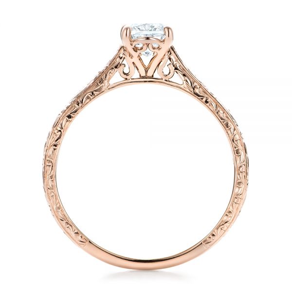 14k Rose Gold Custom Solitaire Diamond Engagement Ring - Front View - 101618