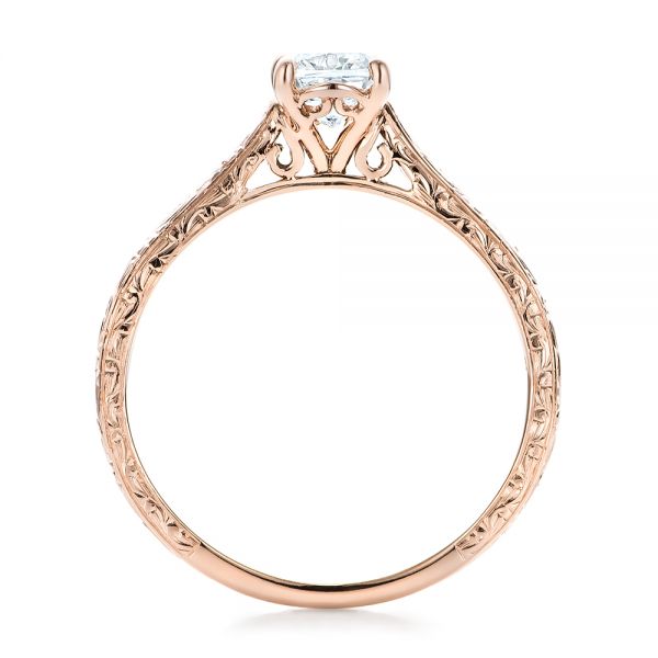 18k Rose Gold 18k Rose Gold Custom Solitaire Diamond Engagement Ring - Front View -  101618