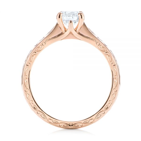 14k Rose Gold Custom Solitaire Diamond Engagement Ring - Front View -  103283