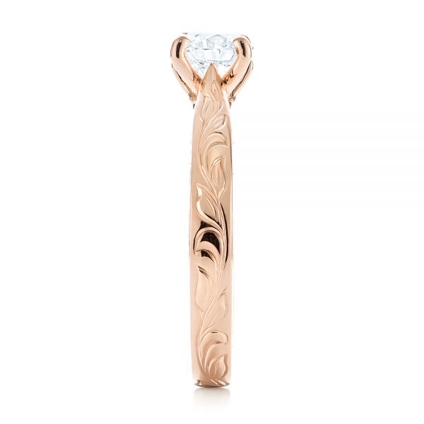 18k Rose Gold 18k Rose Gold Custom Solitaire Diamond Engagement Ring - Side View -  103283