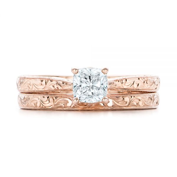 14k Rose Gold Custom Solitaire Diamond Engagement Ring - Top View - 101618