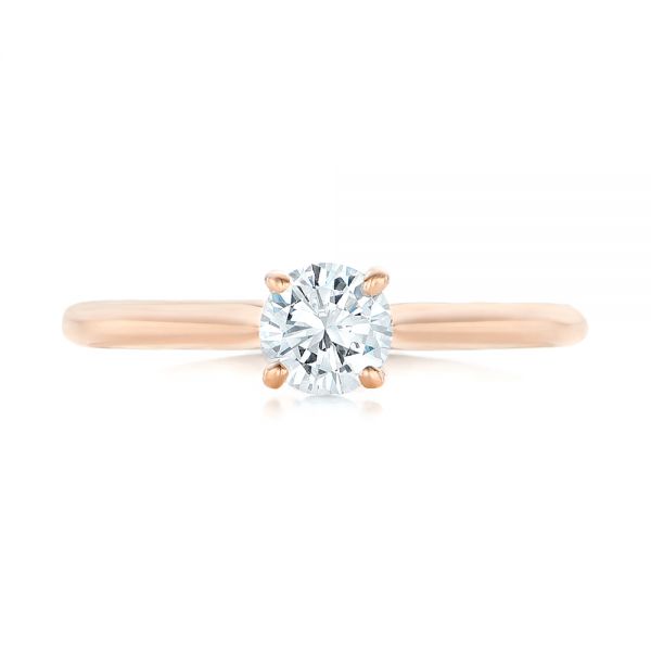 18k Rose Gold Custom Solitaire Diamond Engagement Ring - Top View -  102757