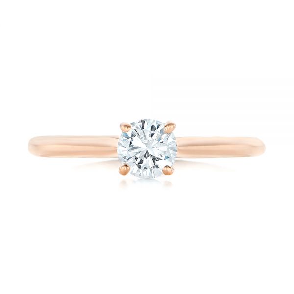 14k Rose Gold 14k Rose Gold Custom Solitaire Diamond Engagement Ring - Top View -  102757