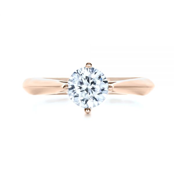 14k Rose Gold Custom Solitaire Diamond Engagement Ring - Top View -  103396