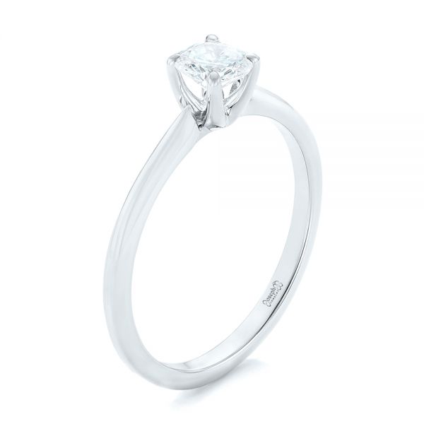 18k White Gold 18k White Gold Custom Solitaire Diamond Engagement Ring - Three-Quarter View -  102757