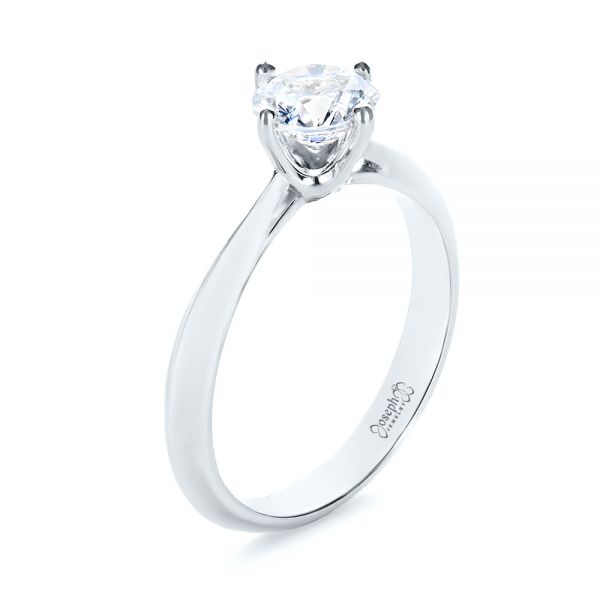 18k White Gold 18k White Gold Custom Solitaire Diamond Engagement Ring - Three-Quarter View -  103396