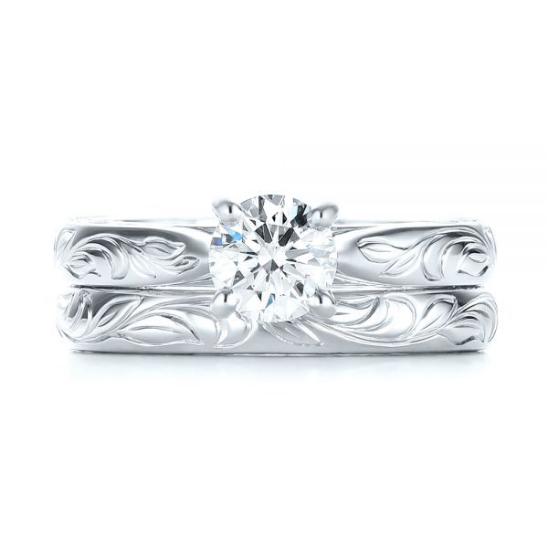 18k White Gold 18k White Gold Custom Solitaire Diamond Engagement Ring - Three-Quarter View -  103283