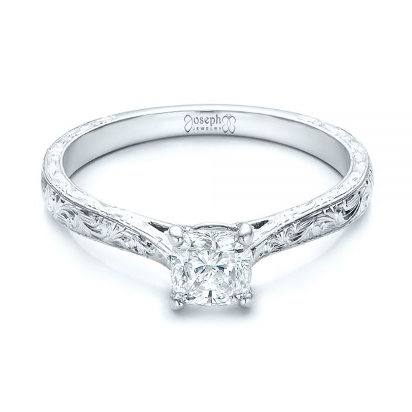  Platinum Platinum Custom Solitaire Diamond Engagement Ring - Flat View -  101618