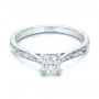 18k White Gold 18k White Gold Custom Solitaire Diamond Engagement Ring - Flat View -  101618 - Thumbnail