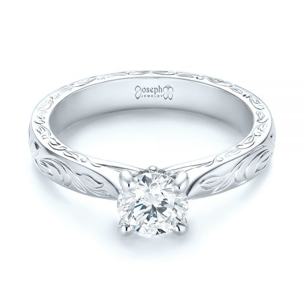 18k White Gold 18k White Gold Custom Solitaire Diamond Engagement Ring - Flat View -  103283