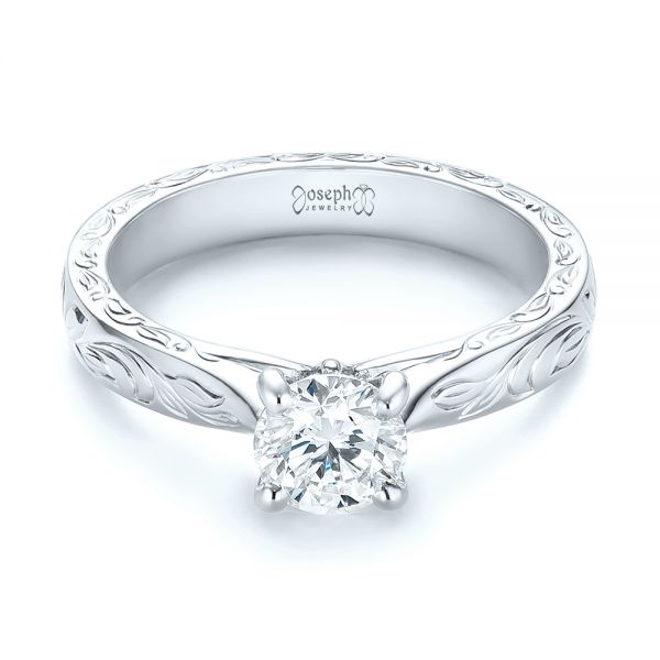 14k White Gold 14k White Gold Custom Solitaire Diamond Engagement Ring - Flat View -  103283