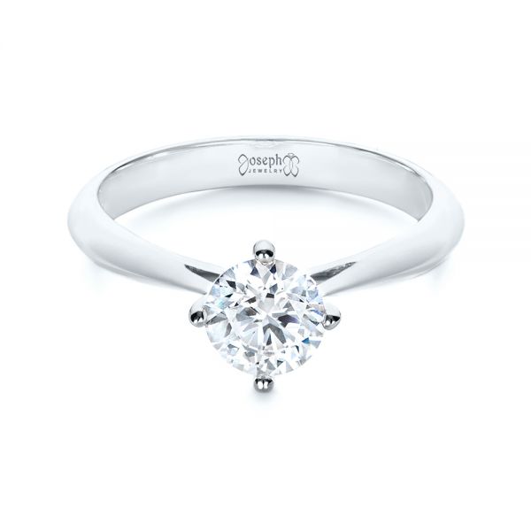 14k White Gold 14k White Gold Custom Solitaire Diamond Engagement Ring - Flat View -  103396