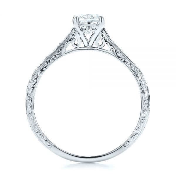 18k White Gold 18k White Gold Custom Solitaire Diamond Engagement Ring - Front View -  101618