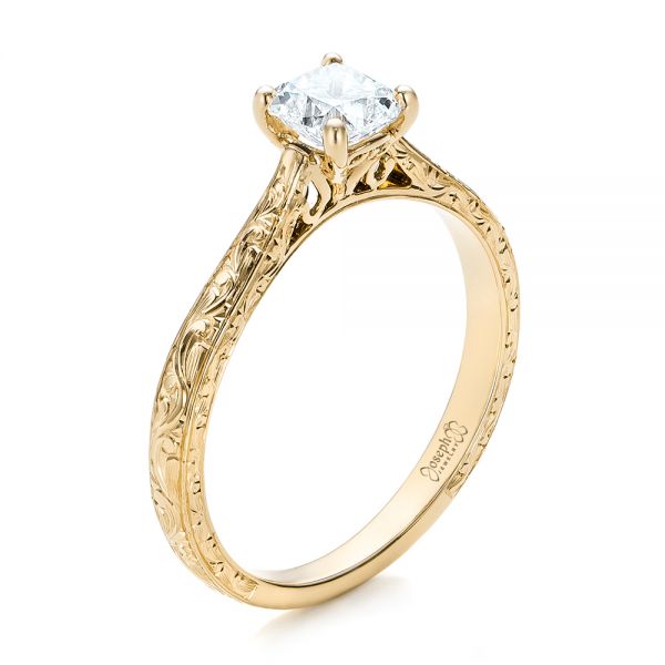 14k Yellow Gold 14k Yellow Gold Custom Solitaire Diamond Engagement Ring - Three-Quarter View - 101618