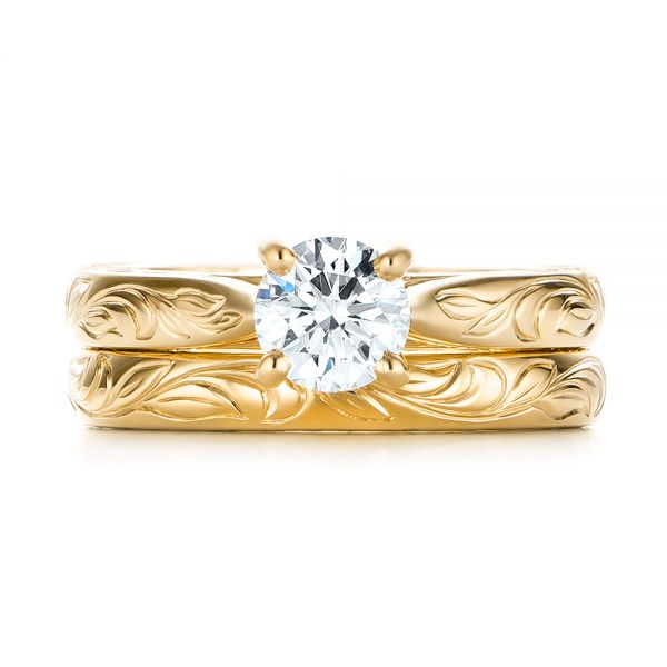 18k Yellow Gold 18k Yellow Gold Custom Solitaire Diamond Engagement Ring - Three-Quarter View -  103283