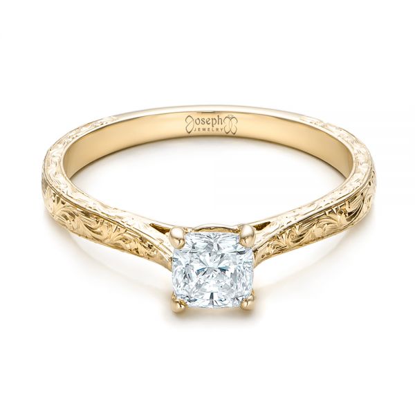 18k Yellow Gold 18k Yellow Gold Custom Solitaire Diamond Engagement Ring - Flat View -  101618