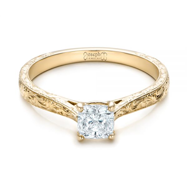 14k Yellow Gold 14k Yellow Gold Custom Solitaire Diamond Engagement Ring - Flat View -  101618