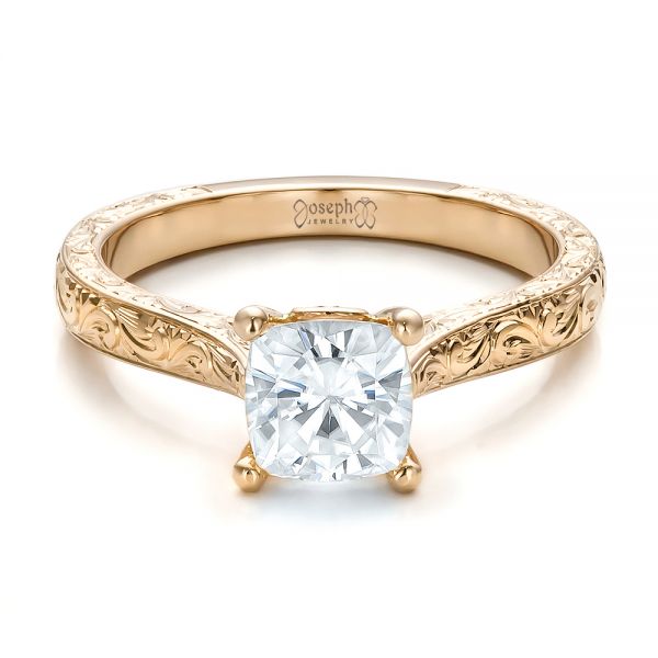 Custom Rose Gold Solitaire Engagement Ring - front perspective