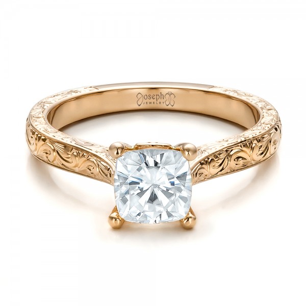  18K Gold 18K Gold Custom Solitaire Engagement Ring - Flat View -  100780