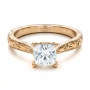  14K Gold 14K Gold Custom Solitaire Engagement Ring - Flat View -  100780 - Thumbnail