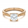  14K Gold 14K Gold Custom Solitaire Engagement Ring - Flat View -  100780 - Thumbnail