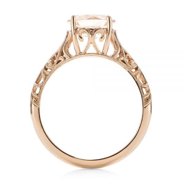 14k Rose Gold Custom Solitaire Morganite Engagement Ring - Front View - 103444